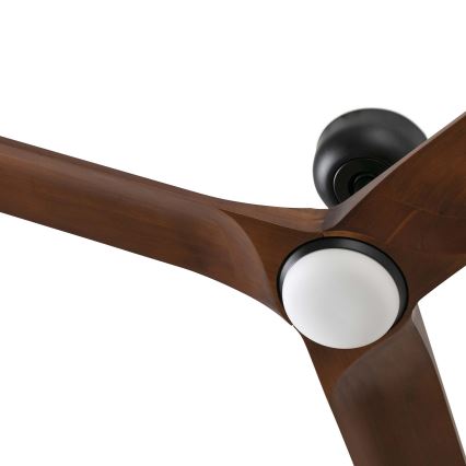 FARO 33806WT-1TW - Ventilateur de plafond à intensité variable HEYWOOD S LED/10W/230V 2700/4000/6000K bois/noir d. 90 cm Wi-Fi Tuya + Télécommande