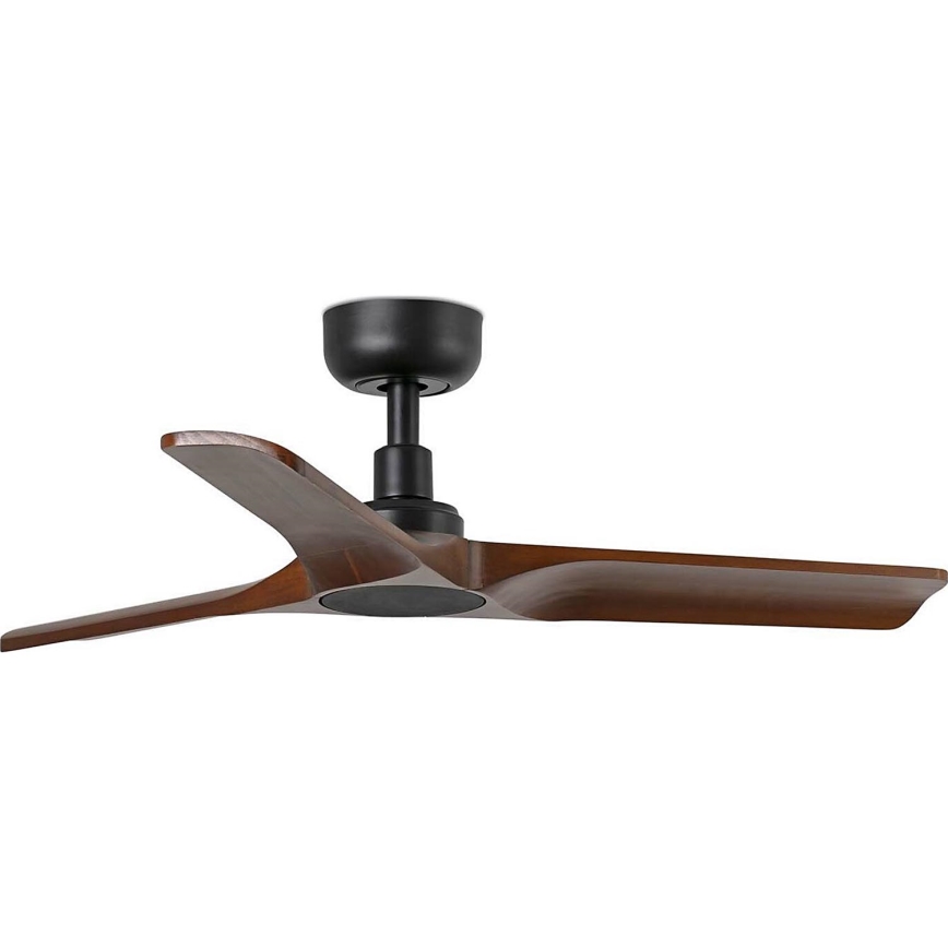 FARO 33806WT - Ventilateur de plafond HEYWOOD S bois/noir d. 90 cm Wi-Fi Tuya + Télécommande