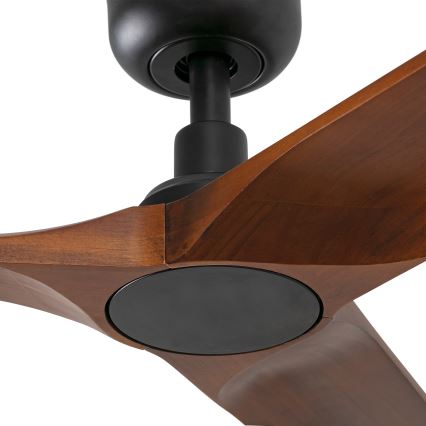 FARO 33806WT - Ventilateur de plafond HEYWOOD S bois/noir d. 90 cm Wi-Fi Tuya + Télécommande