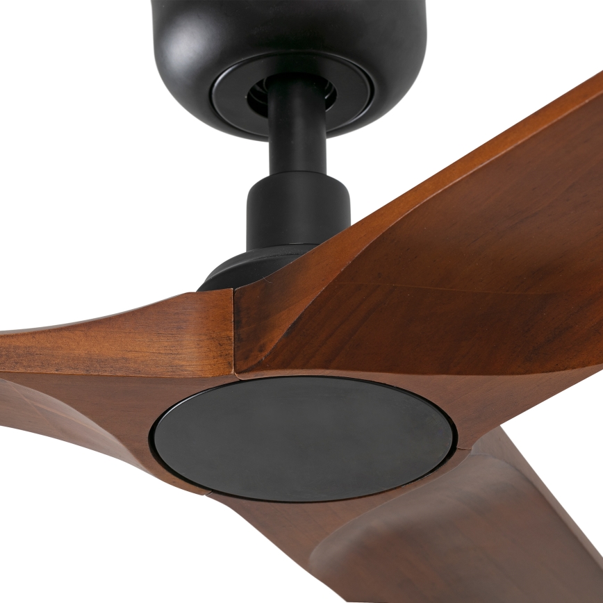 FARO 33806WT - Ventilateur de plafond HEYWOOD S bois/noir Ø 90 cm Wi-Fi Tuya + télécommande