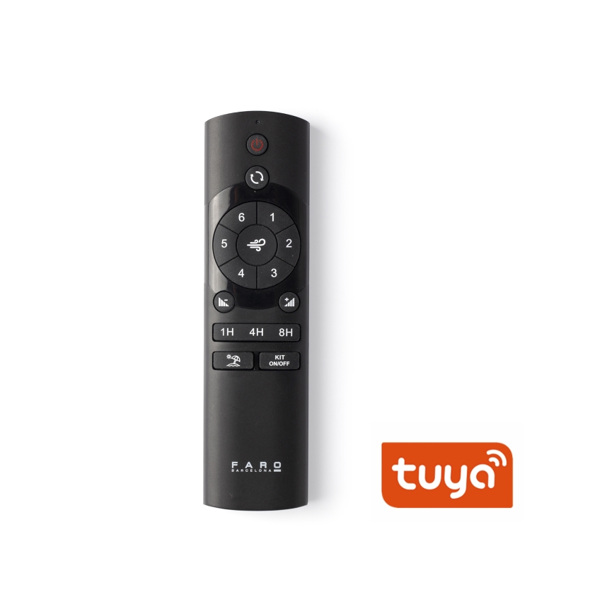 FARO 33806WT1S - ventilateur de plafond LED à intensité variable HEYWOOD S LED/10W/230V 2700/3000/4000K diam. 90 cm bois/noir Wi-Fi Tuya + télécommande
