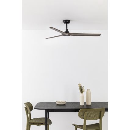 FARO 33809WT - Ventilatore da soffitto HEYWOOD L legno/nero diametro 132 cm Wi-Fi Tuya + telecomando