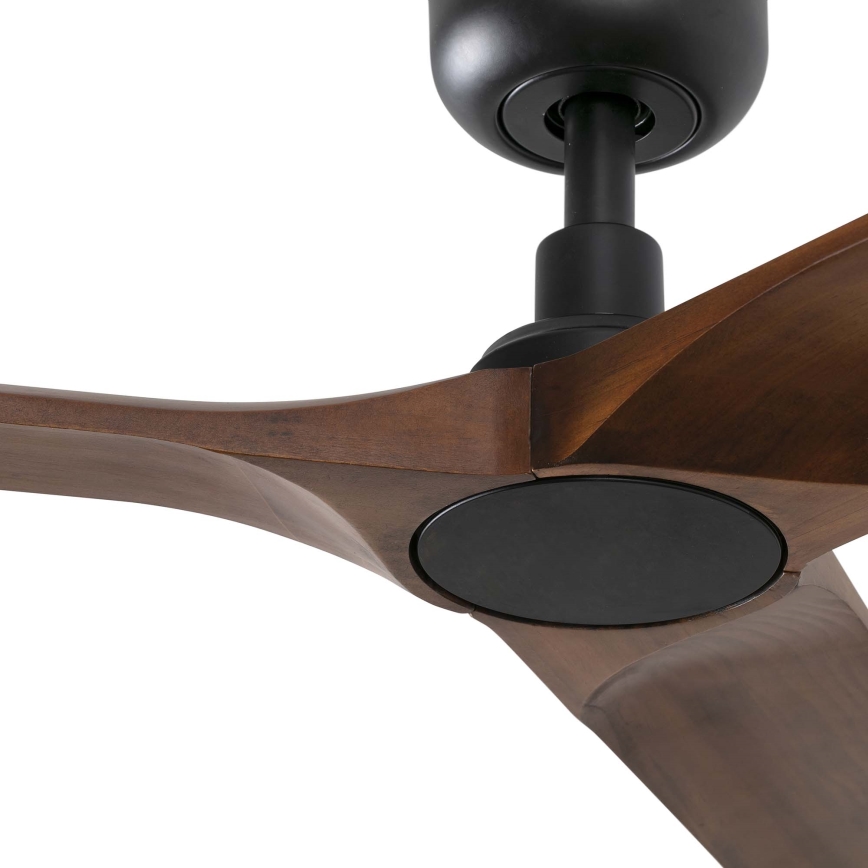 FARO 33809WT - Ventilatore da soffitto HEYWOOD L legno/nero diametro 132 cm Wi-Fi Tuya + telecomando