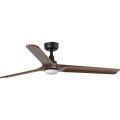 FARO 33809WT1S - LED-dimmbarer Deckenventilator HEYWOOD L LED/10W/230V 2700/3000/4000K Ø 132 cm Holz/Schwarz Wi‑Fi Tuya + Fernbedienung