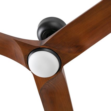 FARO 33809WT1S - Ventilateur de plafond LED dimmable HEYWOOD L LED/10W/230V 2700/3000/4000K Ø 132 cm bois/noir Wi‑Fi Tuya + télécommande