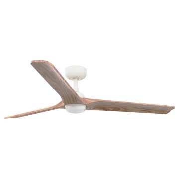 FARO 33810-1TW - Dimmbarer LED-Deckenventilator HEYWOOD L LED/10W/230V 2700/4000/6000K Holz/weiß d 132 cm + Fernbedienung