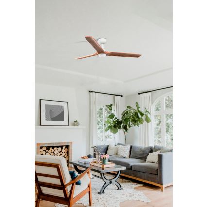 FARO 33810-1TW - Ventilateur de plafond à intensité variable HEYWOOD L LED/10W/230V 2700/4000/6000K bois/blanc d. 132 cm + télécommande