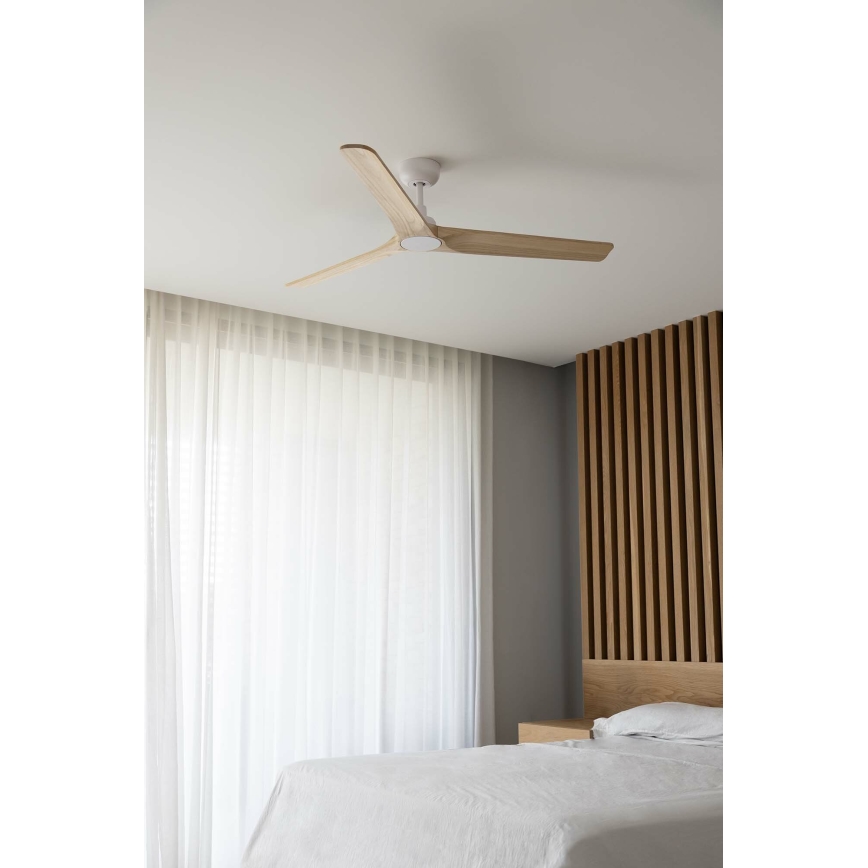 FARO 33810WT - Deckenventilator HEYWOOD L Holz/weiß d 132 cm Wi-Fi Tuya + Fernbedienung