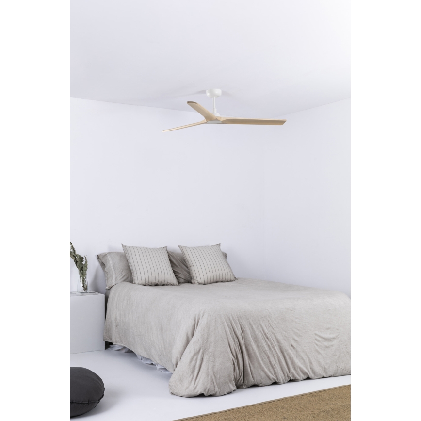 FARO 33810WT - Deckenventilator HEYWOOD L Holz/weiß d 132 cm Wi-Fi Tuya + Fernbedienung