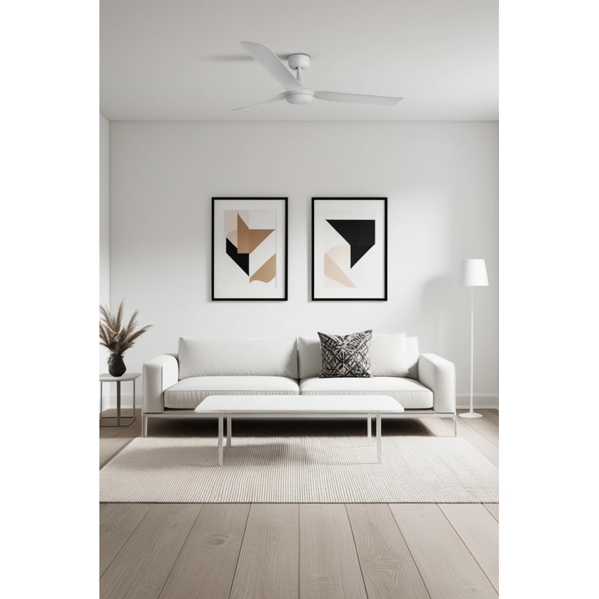 FARO 33814WT - Ventilateur de plafond PUNT M blanc d. 132 cm Wi-Fi Tuya + Télécommande