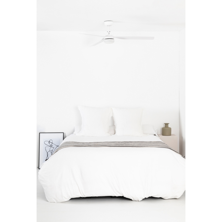 FARO 33814WT1S - Ventilateur de plafond LED dimmable PUNT M LED/18W/230V 2700/3000/4000K Ø 132 cm blanc Wi-Fi Tuya + télécommande