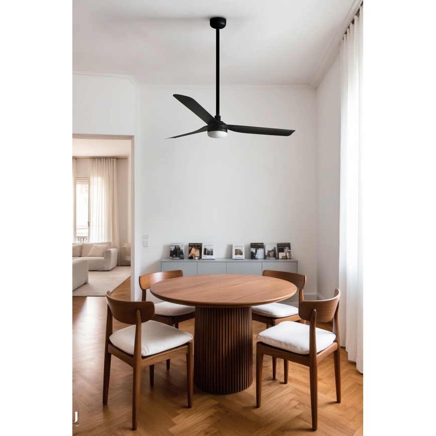 FARO 33815WT-21 - Ventilateur de plafond LED dimmable PUNT M LED/18W/230V 2700/3000/4000K noir Ø 132 cm Wi-Fi Tuya + télécommande