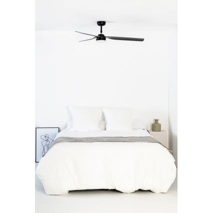 FARO 33815WT-21 - Ventilatore da soffitto dimmerabile a LED PUNT M LED/18W/230V 3000/4200/6500K nero diametro 132 cm Wi-Fi Tuya + telecomando
