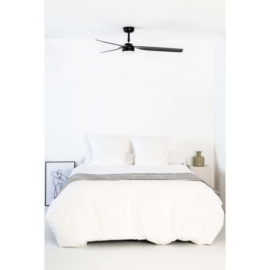 FARO 33815WT-21 - Ventilatore da soffitto dimmerabile a LED PUNT M LED/18W/230V 3000/4200/6500K nero diametro 132 cm Wi-Fi Tuya + telecomando