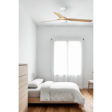 FARO 33816WT-20 - LED-dimmbarer Deckenventilator PUNT M LED/18W/230V braun/weiß Ø 132 cm Wi-Fi Tuya + Fernbedienung