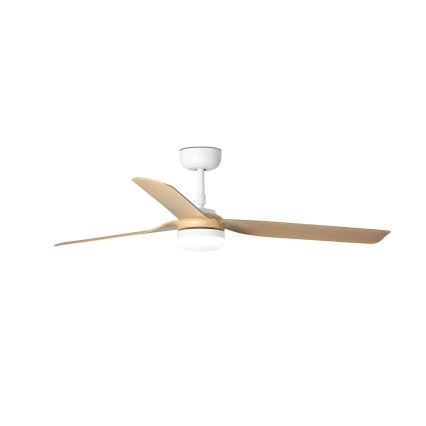 FARO 33816WT-20 - Ventilateur de plafond à intensité variable PUNT M LED/18W/230V marron/blanc d. 132 cm Wi-Fi Tuya + Télécommande