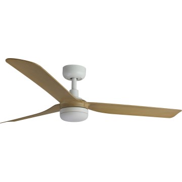 FARO 33816WT-20 - Ventilateur de plafond LED dimmable PUNT M LED/18W/230V marron/blanc Ø 132 cm Wi-Fi Tuya + télécommande