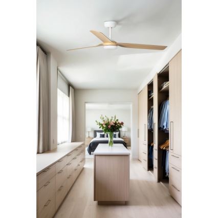 FARO 33816WT - Deckenventilator PUNT M braun/weiß d 132 cm Wi-Fi Tuya + Fernbedienung