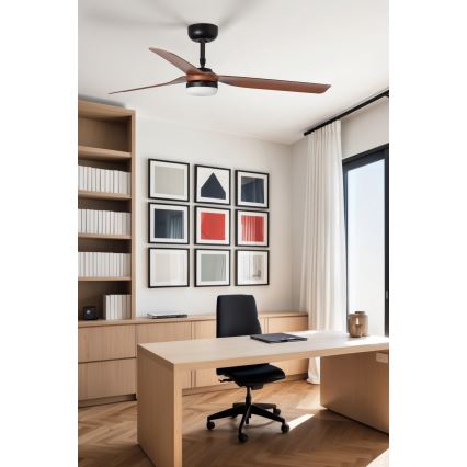 FARO 33817WT-21 - Ventilatore da soffitto dimmerabile a LED PUNT M LED/18W/230V marrone/nero diametro 132 cm Wi-Fi Tuya + telecomando