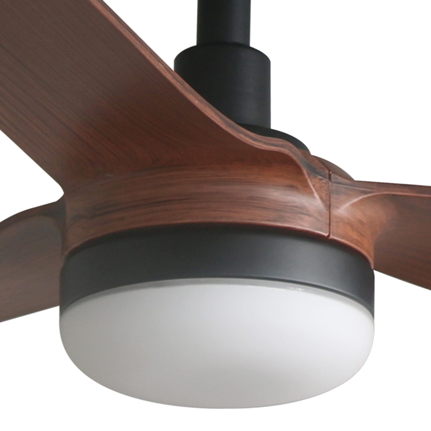 FARO 33817WT1S - Ventilatore da soffitto dimmerabile a LED PUNT M LED/18W/230V 2700/3000/4000K Ø 132 cm marrone/nero Wi‑Fi Tuya + telecomando