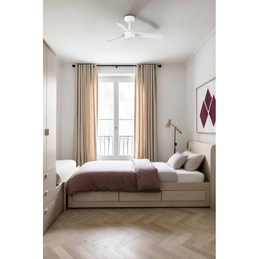 FARO 33820-1TW - Ventilatore da soffitto dimmerabile con LED MINI PUNT S, 10W, 2700/3000/4000K, bianco, Ø 90 cm + telecomando