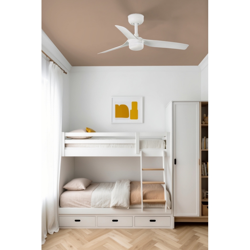 FARO 33820WT-1TW - Ventilateur de plafond à intensité variable MINI PUNT S LED/10W/230V 2700/4000/6000K blanc d. 90 cm Wi-Fi Tuya + Télécommande
