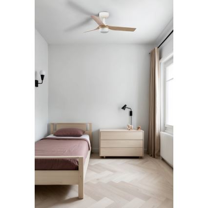 FARO 33821-1TW - Ventilatore da soffitto dimmerabile a LED MINI PUNT S LED/10W 2700/3000/4000K legno/bianco Ø 90 cm + telecomando
