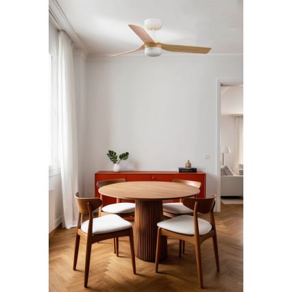 FARO 33821WT-1TW - Ventilatore da soffitto dimmerabile a LED MINI PUNT S LED/10W/230V 2700/4000/6000K marrone/bianco d 90 cm Wi-Fi Tuya + telecomando
