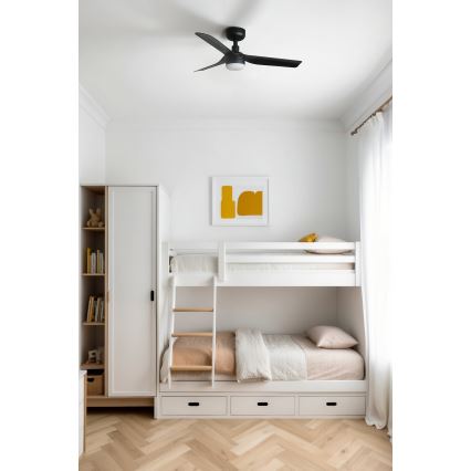 FARO 33822-1TW - Ventilateur de plafond à intensité variable MINI PUNT S LED/10W 2700/4000/6000K noir d. 90 cm + Télécommande