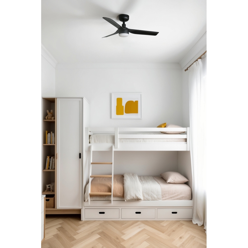 FARO 33822-1TW - Ventilateur de plafond à intensité variable MINI PUNT S LED/10W 2700/4000/6000K noir d. 90 cm + Télécommande