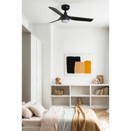 FARO 33822WT-1TW - Dimmbarer LED-Deckenventilator MINI PUNT S LED/10W/230V 2700/4000/6000K schwarz d 90 cm Wi-Fi Tuya + Fernbedienung