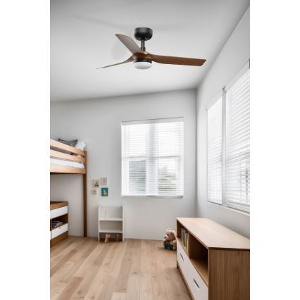 FARO 33823WT-1TW - Ventilatore da soffitto dimmerabile a LED MINI PUNT S LED/10W/230V 2700/4000/6000K marrone/nero d 90 cm Wi-Fi Tuya + telecomando
