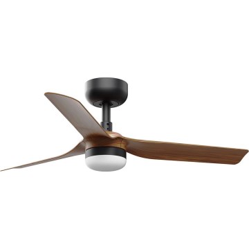 FARO 33823WT-1TW - Ventilateur de plafond à intensité variable MINI PUNT S LED/10W/230V 2700/4000/6000K marron/noir d. 90 cm Wi-Fi Tuya + Télécommande