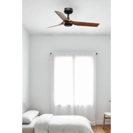 FARO 33823WT - Ventilatore da soffitto MINI PUNT S marrone/nero diametro 90 cm Wi-Fi Tuya + telecomando