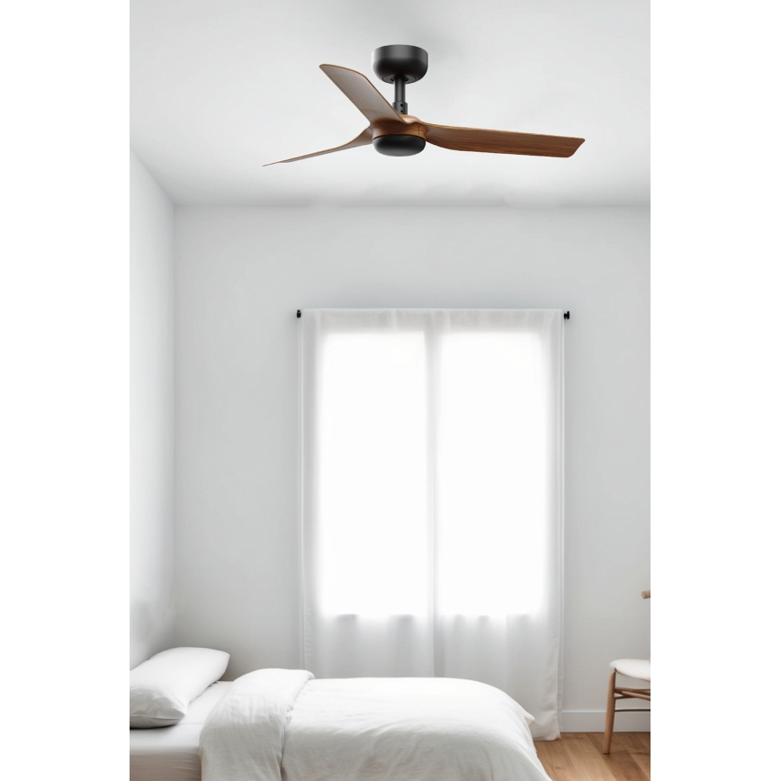 FARO 33823WT - Ventilatore da soffitto MINI PUNT S marrone/nero diametro 90 cm Wi-Fi Tuya + telecomando