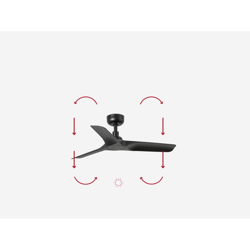 FARO 33825WP - Deckenventilator HEY S schwarz d 90 cm SMART + Fernbedienung