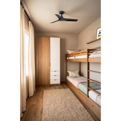 FARO 33825WT - Ventilatore da soffitto HEY S nero diametro 90 cm Wi-Fi Tuya + telecomando
