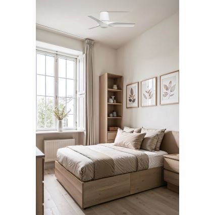 FARO 33826WT-1TW - Dimmbarer LED-Deckenventilator HEY TUB S mit LED/10W/230V, 2700/3000/4000K, weiß, Ø 90 cm, Wi-Fi (Tuya) + Fernbedienung