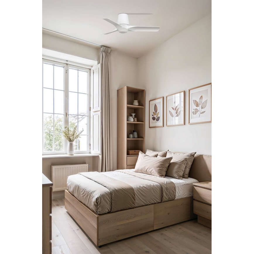 FARO 33826WT-1TW - Dimmbarer LED-Deckenventilator HEY TUB S mit LED/10W/230V, 2700/3000/4000K, weiß, Ø 90 cm, Wi-Fi (Tuya) + Fernbedienung
