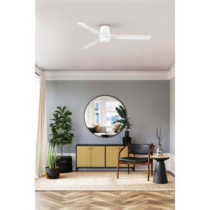 FARO 33828WT-1TW - Ventilateur de plafond à intensité variable PUNT TUB M LED/18W/230V 3000/4200/6500K blanc d. 132 cm Wi-Fi Tuya + Télécommande