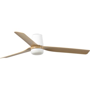 FARO 33829WT1S - LED-dimmbarer Deckenventilator PUNT TUB M LED/18W/230V 2700/3000/4000K Ø 132 cm beige/weiß Wi-Fi Tuya + Fernbedienung