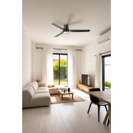 FARO 33830-1TW - Ventilateur de plafond à intensité variable PUNT TUB M LED/18W/230V 3000/4200/6500K d. 130 cm noir + Télécommande