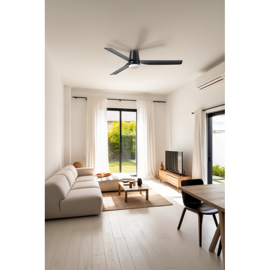 FARO 33830-1TW - Ventilateur de plafond à intensité variable PUNT TUB M LED/18W/230V 3000/4200/6500K d. 130 cm noir + Télécommande