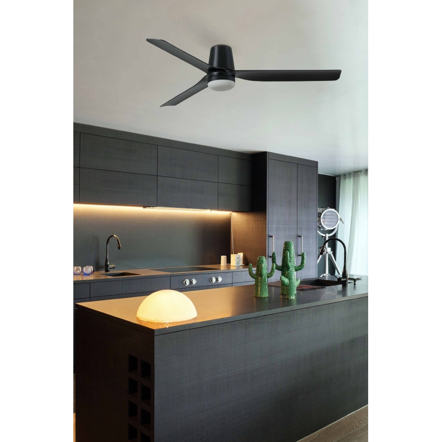 FARO 33830WT-1TW - Ventilatore da soffitto dimmerabile a LED PUNT TUB M LED/18W/230V 3000/4200/6500K nero diametro 132 cm Wi-Fi Tuya + telecomando