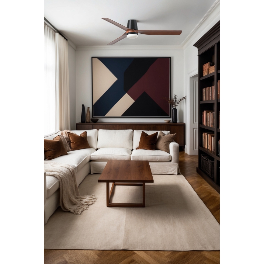 FARO 33831-1TW - Ventilateur de plafond à intensité variable PUNT TUB M LED/18W/230V 3000/4200/6500K d. 130 cm marron/noir + Télécommande