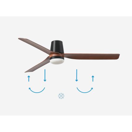 FARO 33831-1TW - Ventilateur de plafond à intensité variable PUNT TUB M LED/18W/230V 3000/4200/6500K d. 130 cm marron/noir + Télécommande