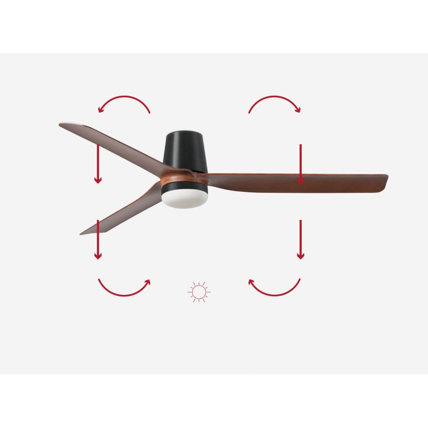 FARO 33831-1TW - Ventilateur de plafond à intensité variable PUNT TUB M LED/18W/230V 3000/4200/6500K d. 130 cm marron/noir + Télécommande