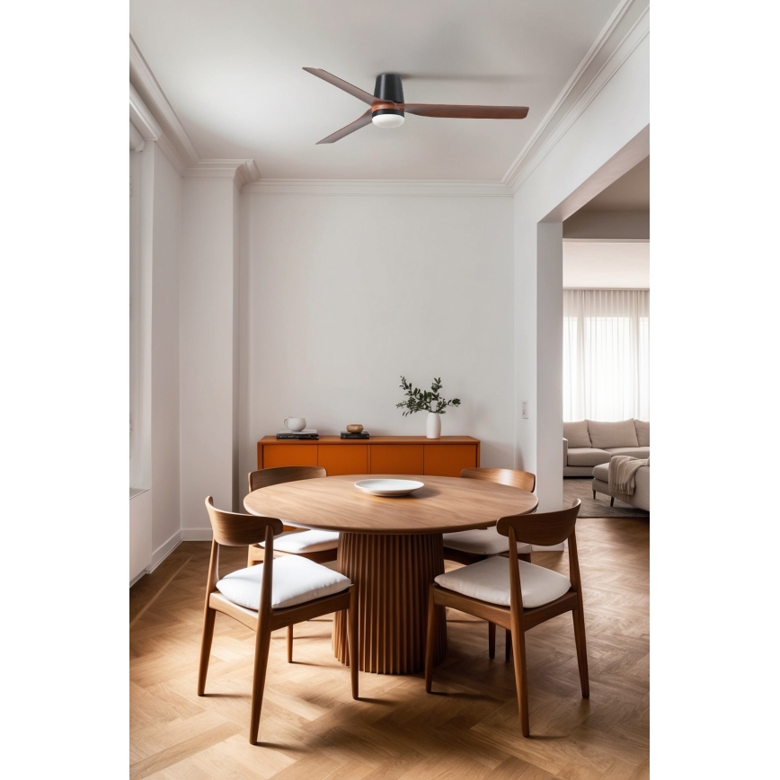 FARO 33831WT-1TW - Dimmbarer LED-Deckenventilator PUNT TUB M LED/18W/230V 3000/4200/6500K braun/schwarz d 132 cm Wi-Fi Tuya + Fernbedienung