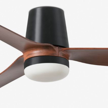 FARO 33831WT-1TW - Ventilatore da soffitto dimmerabile a LED PUNT TUB M LED/18W/230V 3000/4200/6500K marrone/nero diametro 132 cm Wi-Fi Tuya + telecomando