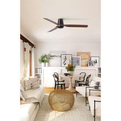 FARO 33831WT - Ventilatore da soffitto PUNT TUB M marrone/nero diametro 132 cm Wi-Fi Tuya + telecomando